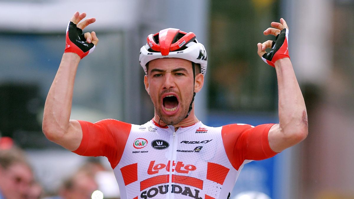 Victor Campenaerts célèbre sa victoire lors de la 4e étape du Tour de Belgique