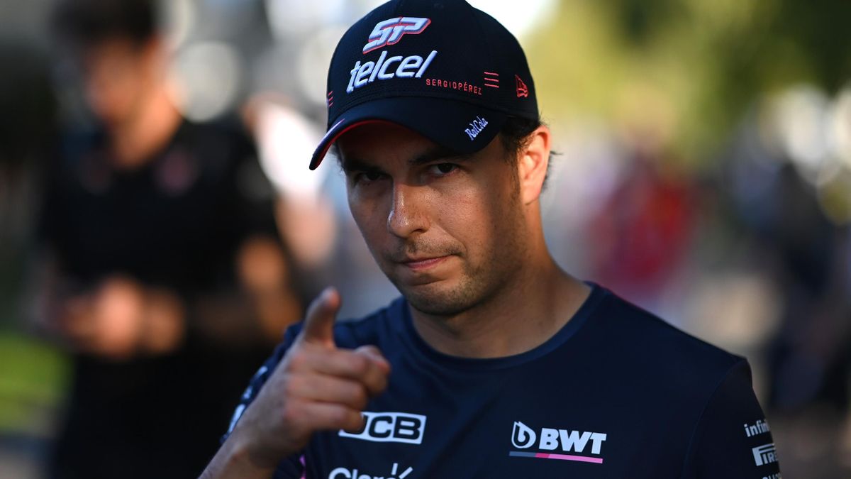 Sergio Perez of Mexico and Racing Point walks in the paddock during previews ahead of the F1 Grand Prix of Australia at Melbourne Grand Prix Circuit on March 12, 2020 in Melbourne, Australia.