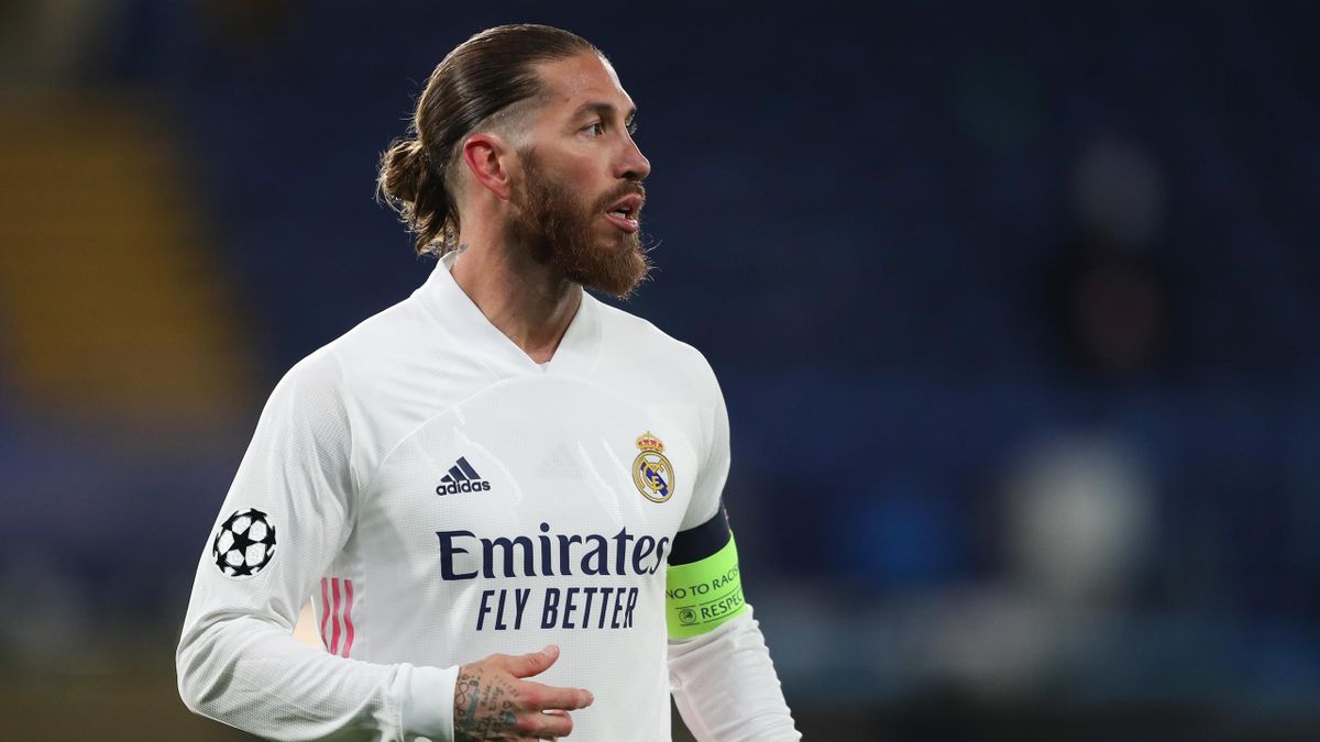 Sergio Ramos of Real Madrid during the UEFA Champions League Semi Final Second Leg match between Chelsea and Real Madrid