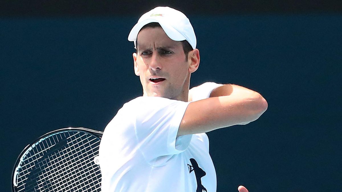 Novak Djokovic training in Melbourne