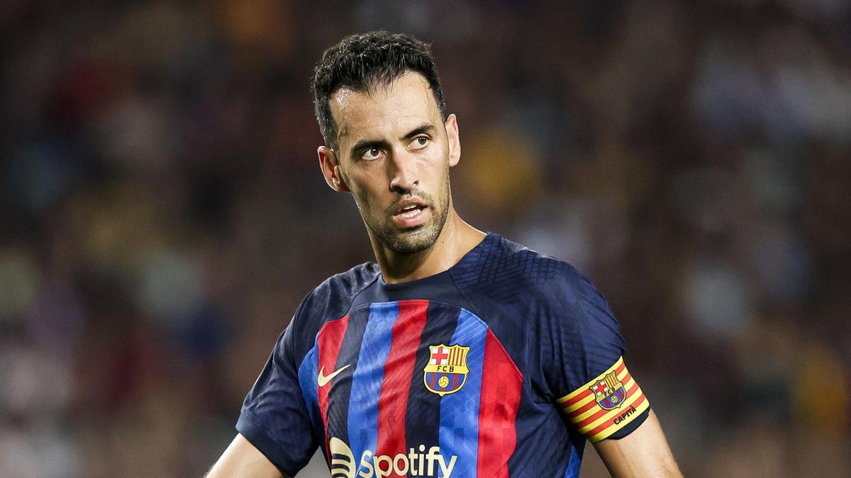Sergio Busquets of FC Barcelona during the La Liga Santander match between FC Barcelona v Rayo Vallecano at the Camp Nou on August 13, 2022 in Barcelona, Spain