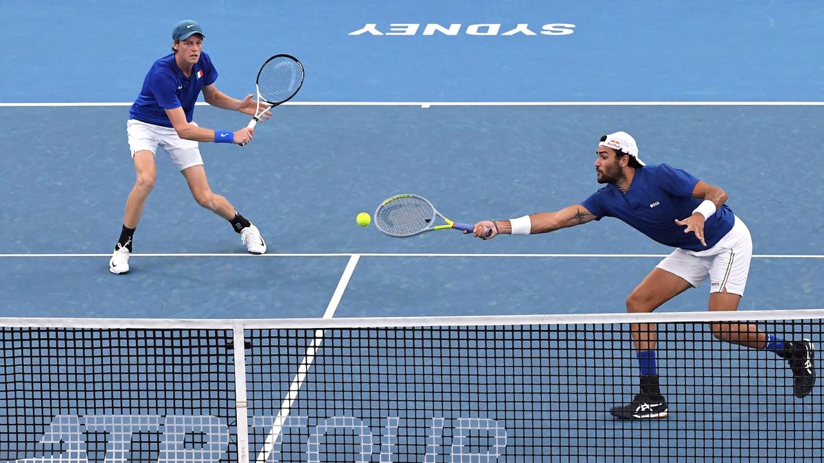 Jannik Sinner e Matteo Berrettini nel doppio dell'ATP Cup