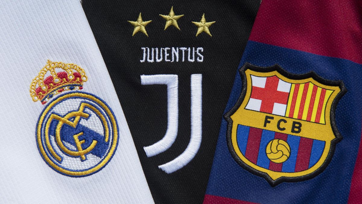 Real Madrid, Juventus and Barcelona badges