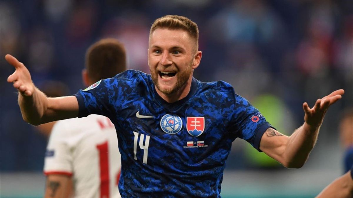 L'esultanza di Milan Skriniar - Polonia-Slovacchia Euro 2020