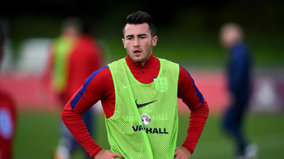 Jack Harrison of England looks on during a England U21 Training Session at St Georges Park on October 4, 2017 in Burton-upon-Trent, England.