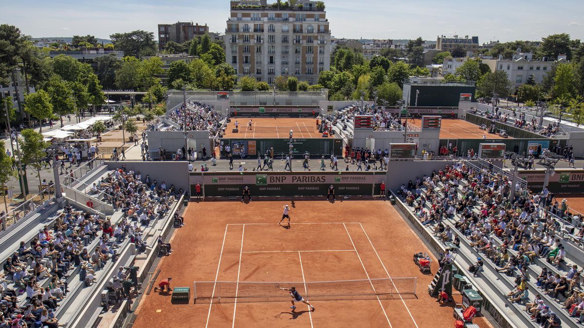 A general view of the outside courts showing the new courts six and eight in the background and seven and nine in the foreground with Roberto Bautista Agut of Spain