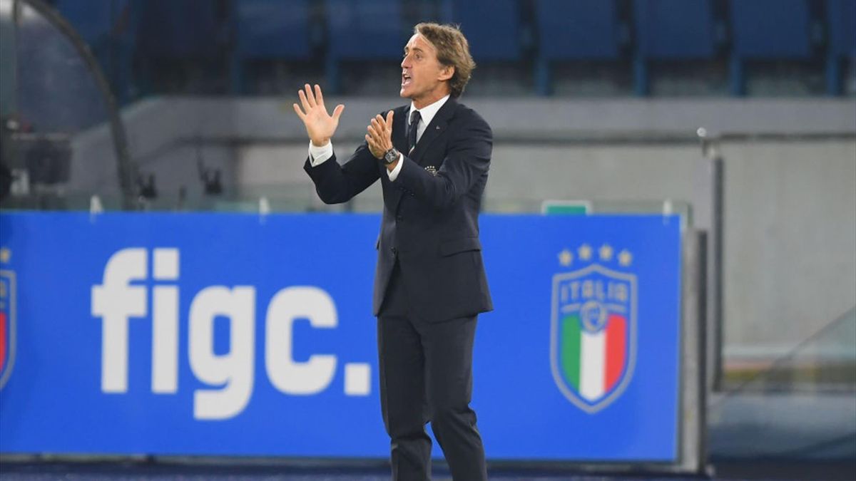 Il ct azzurro Roberto Mancini durante Italia-Svizzera - Qualificazioni Mondiali 2022