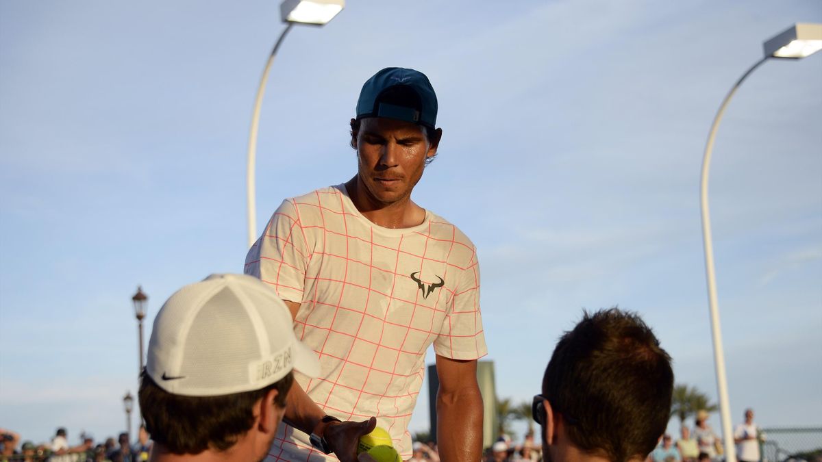 Rafael Nadal lors d'un entrainement à Indian Wells