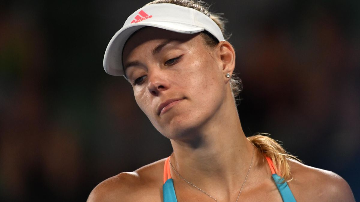 Germany's Angelique Kerber reacts after a point against Coco Vandeweghe