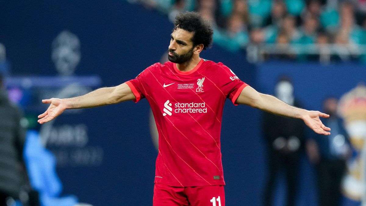 Mohamed Salah of Liverpool FC gestures during the UEFA Champions League Final match between Liverpool FC and Real Madrid CF at Stade de France on May 28, 2022 in Paris, France. Photo by Giuseppe Maffia. Paris Stade de France Paris France Copyright: xGiuse