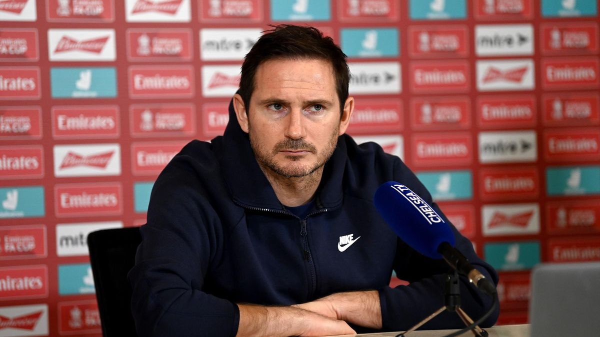 Manager Frank Lampard of Chelsea during a press conference at Chelsea Training Ground