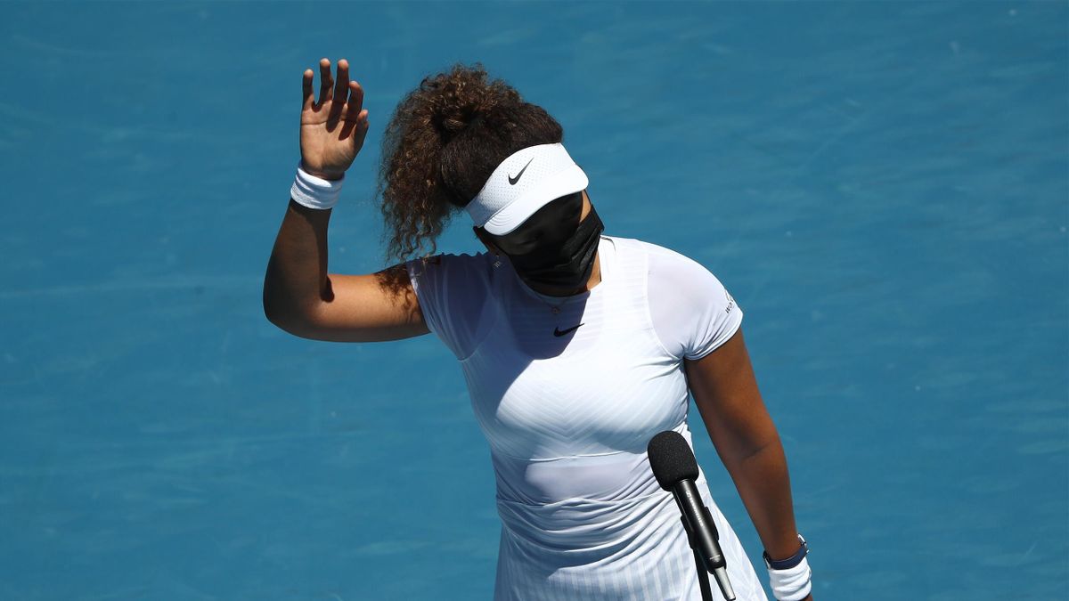Naomi Osaka of Japan acknowledges the crowd after winniner her match against Katie Boulter of Great Britain during day four of the WTA 500 Gippsland Trophy at Melbourne Park on February 03, 2021 in Melbourne, Australia