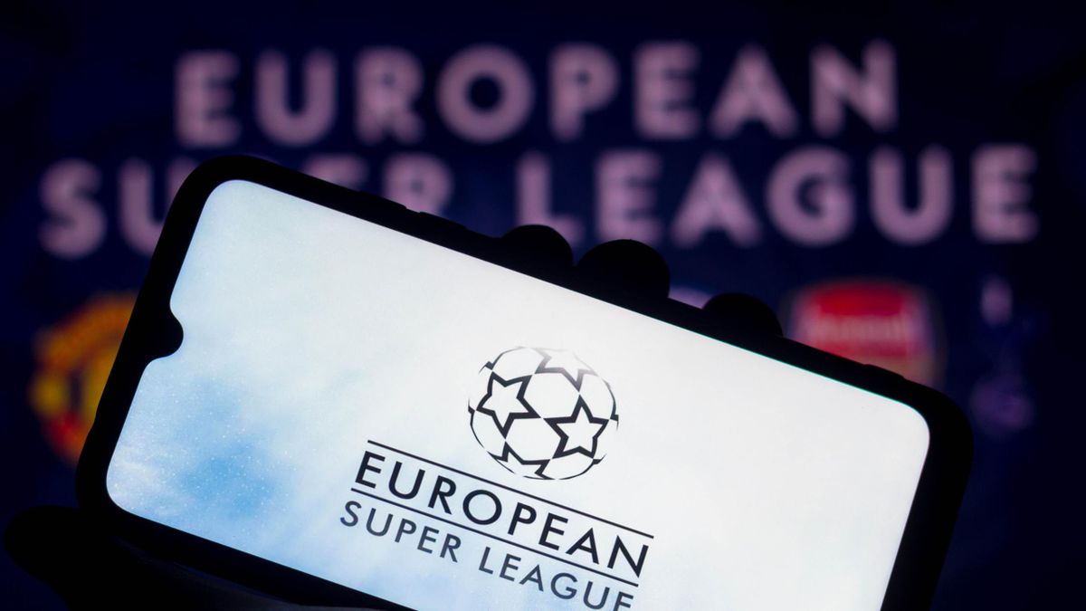 The European Super League logo seen displayed on a smartphone screen