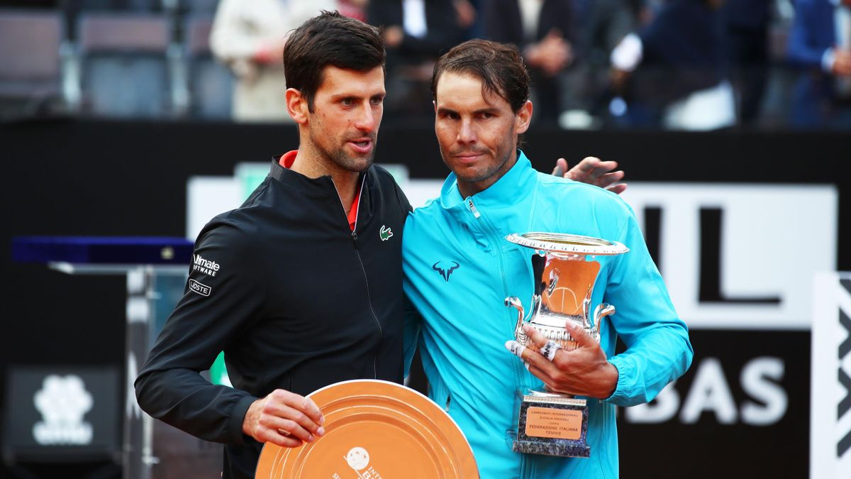 Novak Djokovic et Rafael Nadal à Rome en 2019
