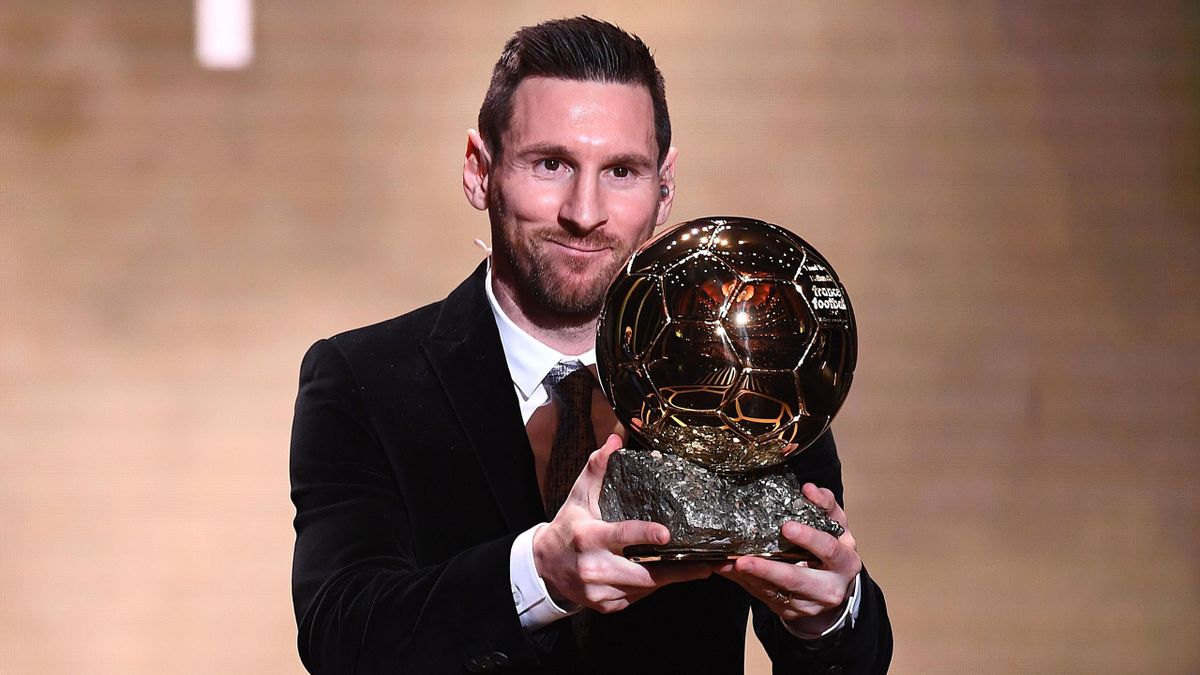 Lionel Messi reacts after winning the Ballon d'Or France Football 2019