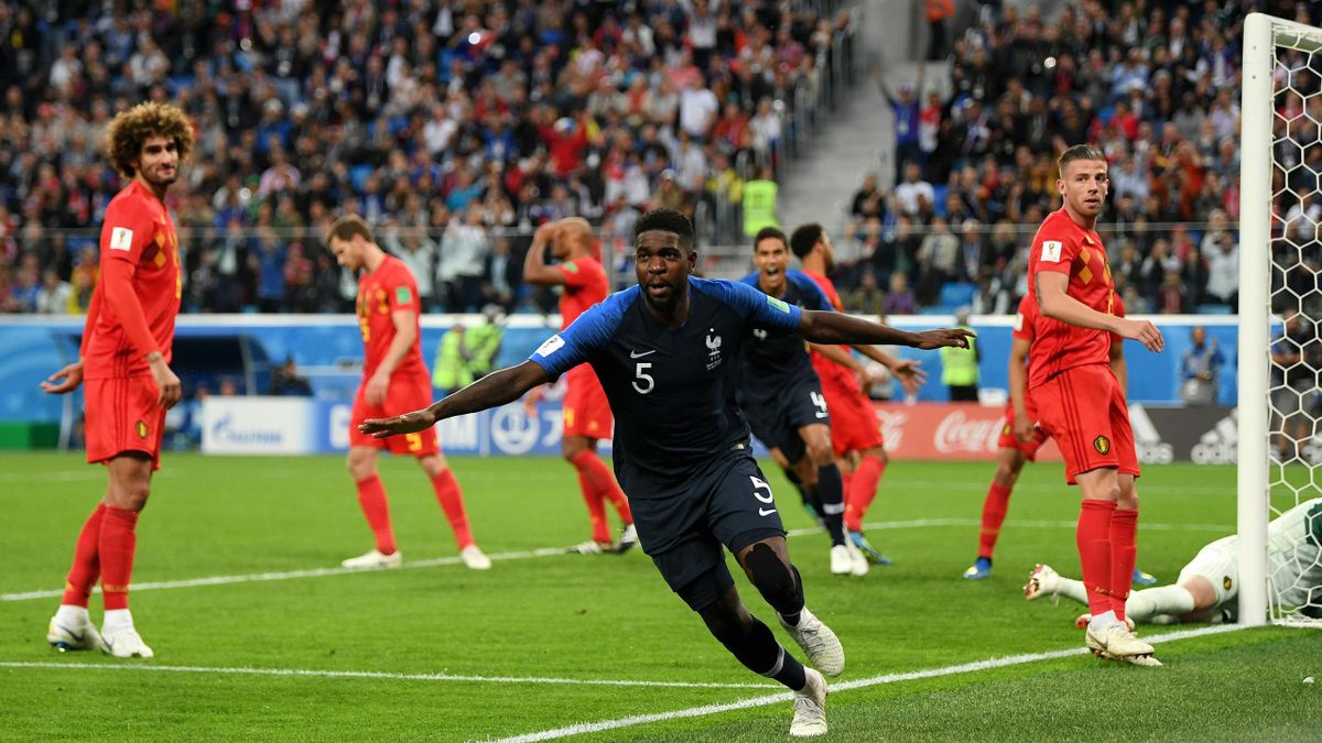 France - Belgique : D'une tête au premier poteau, Umtiti ouvre le score sur  corner - Eurosport