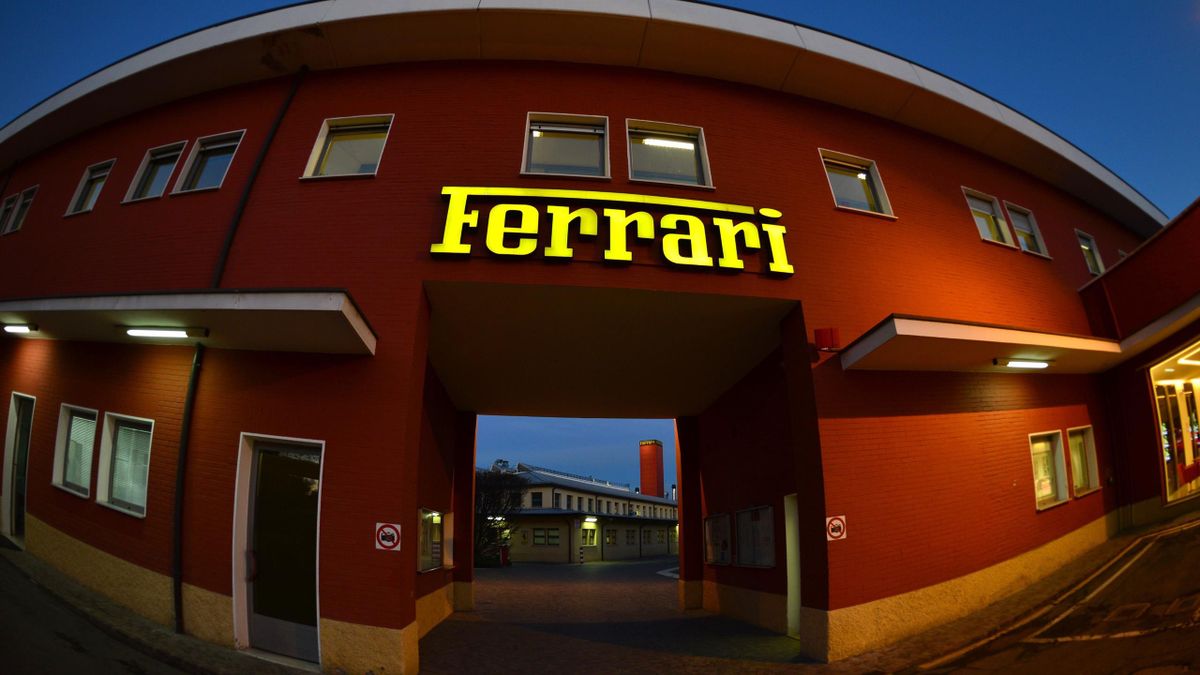 the entrance of the Ferrari factory on December 5, 2012 in Maranello. The Ferrari 45 buildings's factory, where more than 3,000 workers produce the company’s GT and Formula 1 cars is based in Maranello