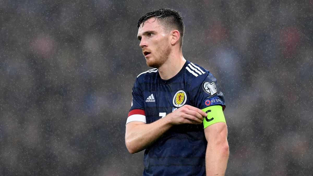 Scotland Captain Andrew Robertson during a FIFA World Cup Qualifier between Scotland and Israel at Hampden Park, on October 09 , 2021, in Glasgow, Scotland.