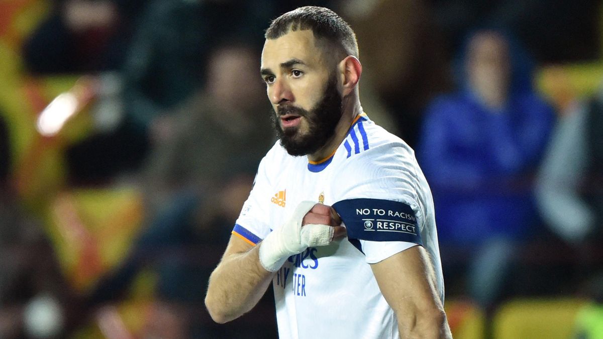 Real Madrid's French forward Karim Benzema during the UEFA Champions League football match between Sheriff and Real Madrid at Sheriff Stadium in Tiraspol on November 24, 2021.