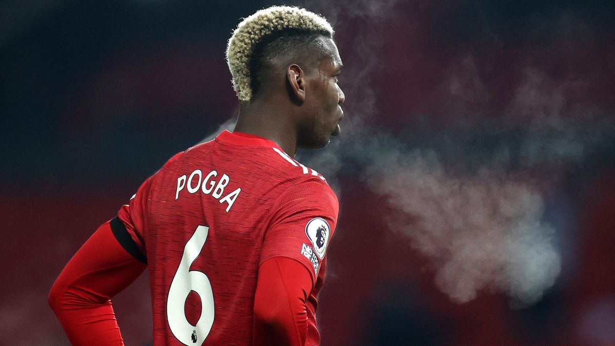 Paul Pogba of Manchester United looks on during the Premier League match between Manchester United and Aston Villa at Old Trafford