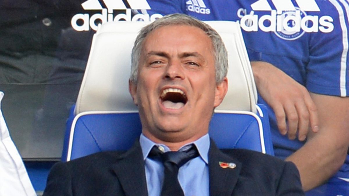 Chelsea manager Jose Mourinho reacts