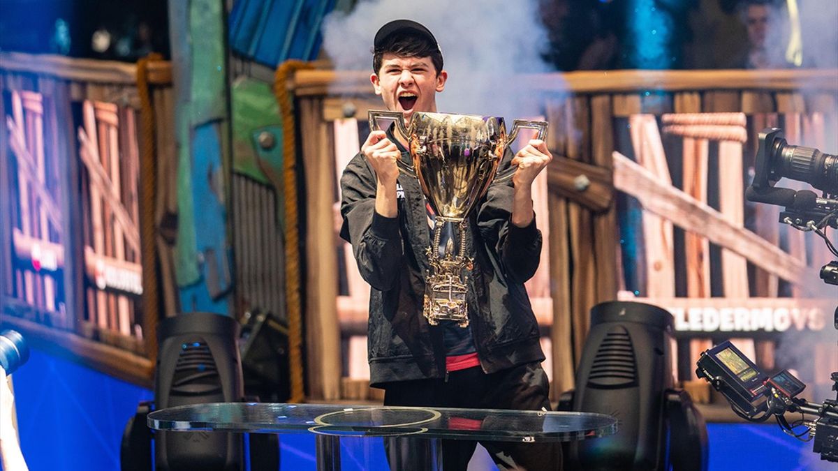 Kyle "Bugha" Giersdorf celebrates winning Fortnite World Cup at Arthur Ashe Stadium on July 28, 2019 in the Flushing neighborhood of the Queens borough of New York City.