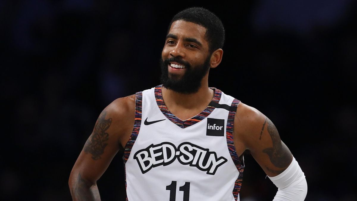 Kyrie Irving #11 of the Brooklyn Nets in action against the Atlanta Hawks at Barclays Center on January 12, 2020