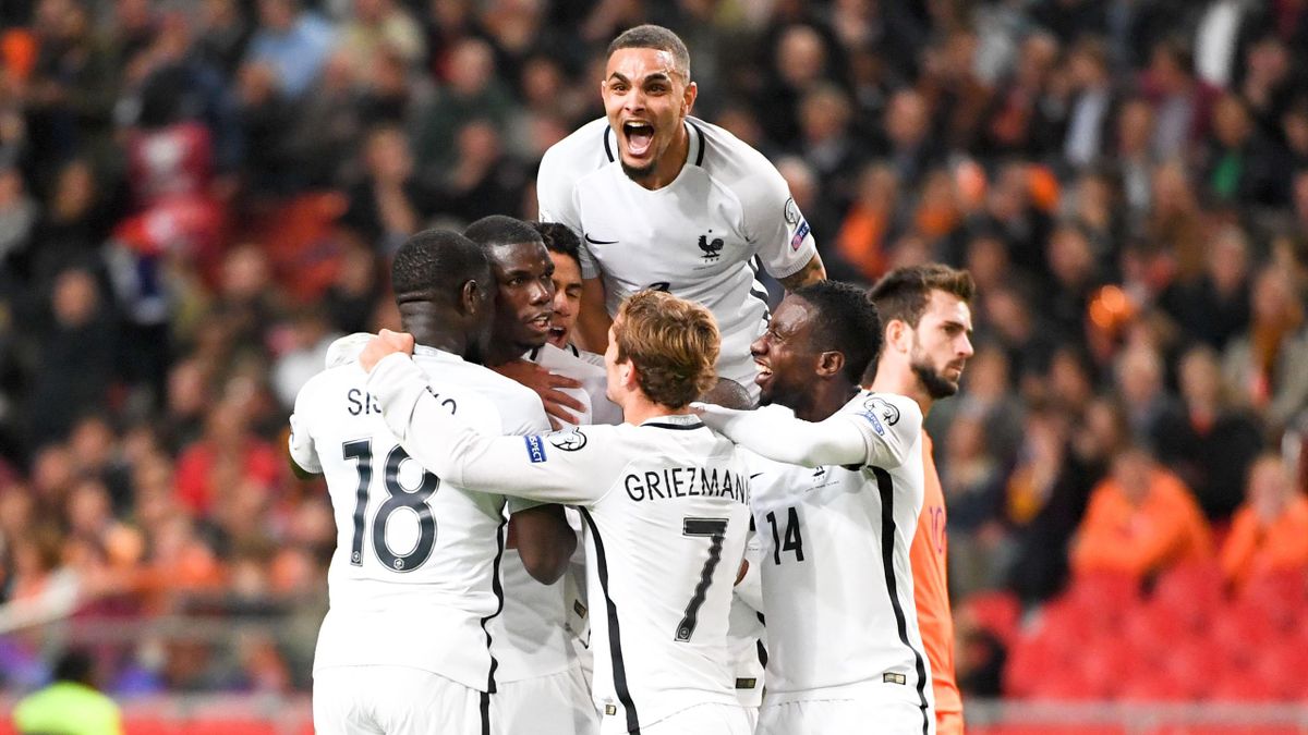 La joie des joueurs de l'équipe de France face aux Pays-Bas