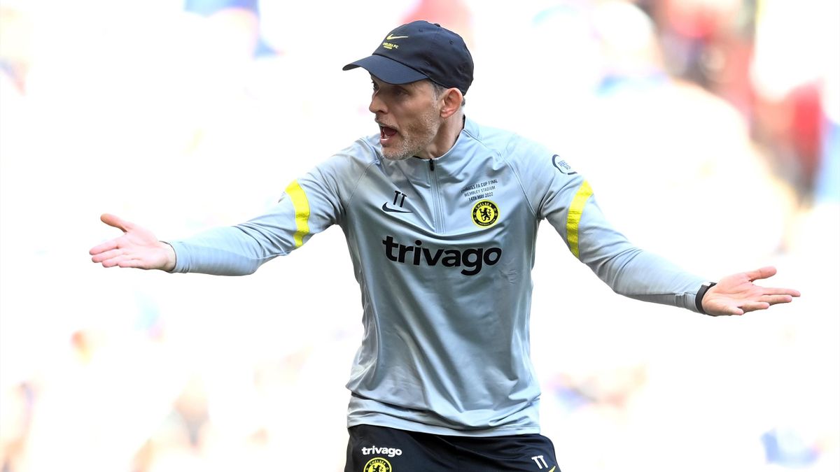 Thomas Tuchel, Manager of Chelsea reacts during The FA Cup Final match between Chelsea and Liverpool at Wembley Stadium on May 14, 2022 in London, England
