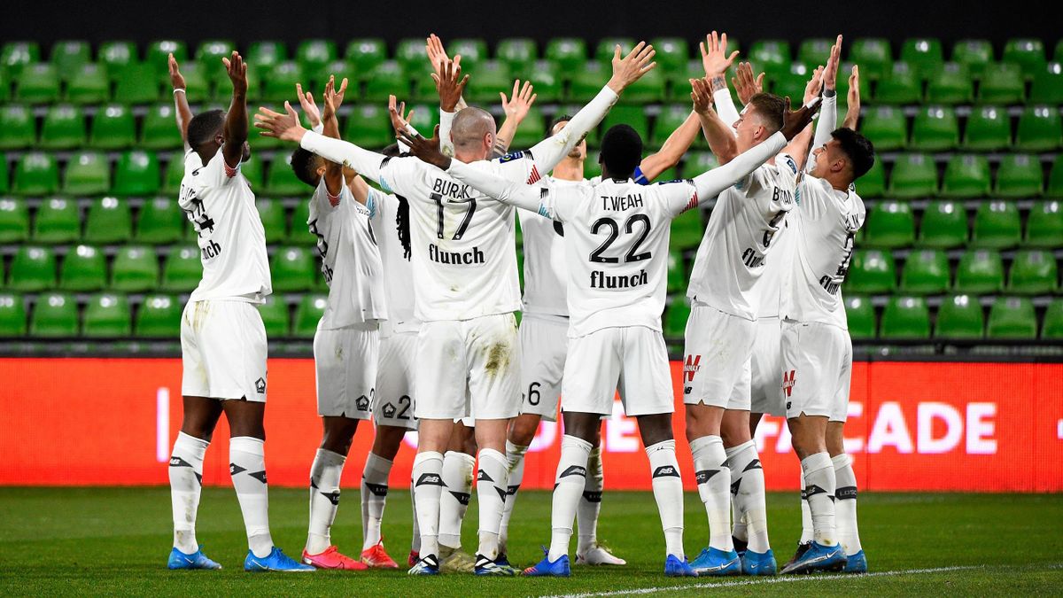 Les Lillois lors de leur victoire sur la pelouse de Metz, le 9 avril 2021, en Ligue 1