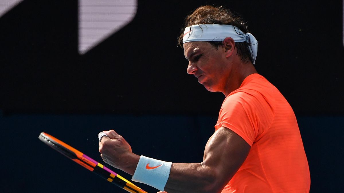 Rafael Nadal lors de son match face à Fabio Fognini, en huitième de finale de l'Open d'Australie, le 15 février 2021
