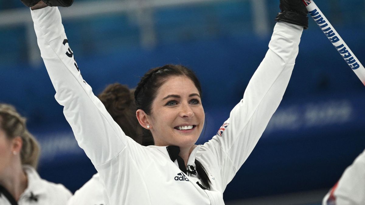 Eve Muirhead celebrates after guiding Team GB to women's curling gold at the Winter Olympics in Beijing