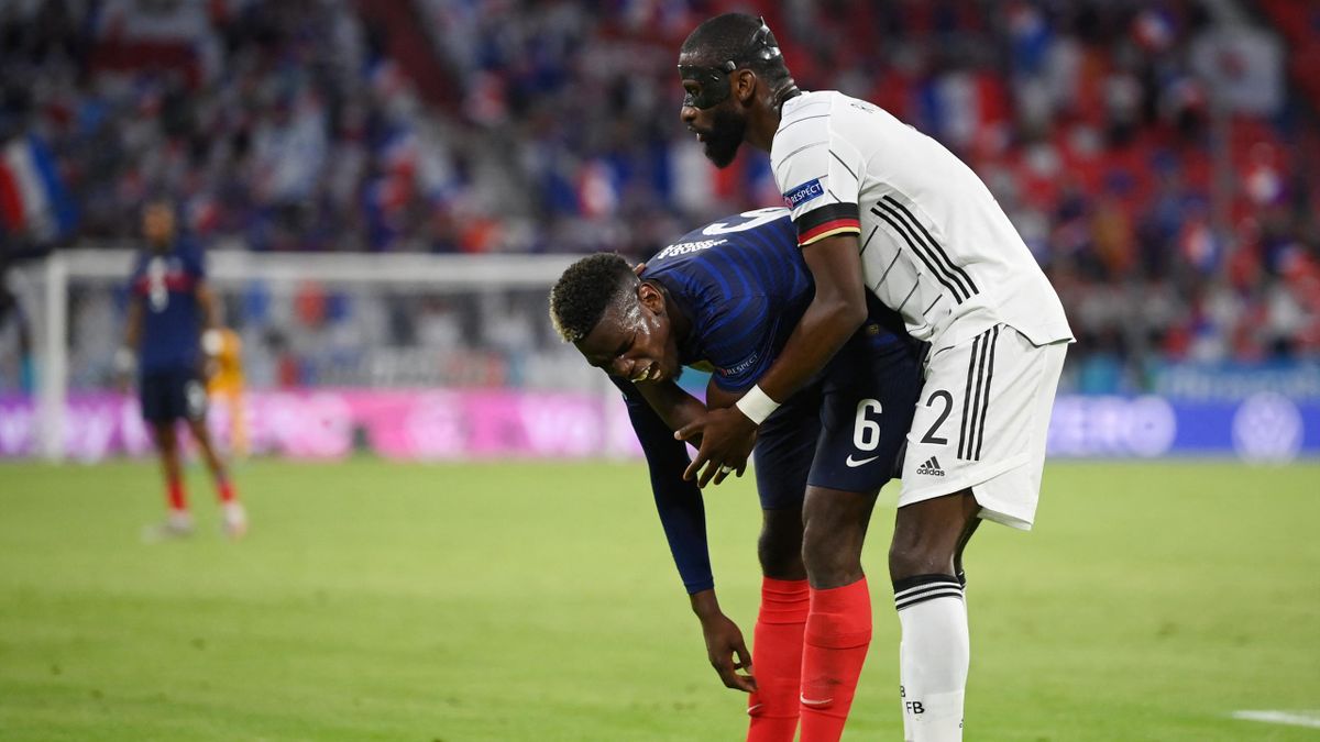 euro 2020 bleus il m a un peu mordu pogba dedramatise rudiger regrette son geste eurosport