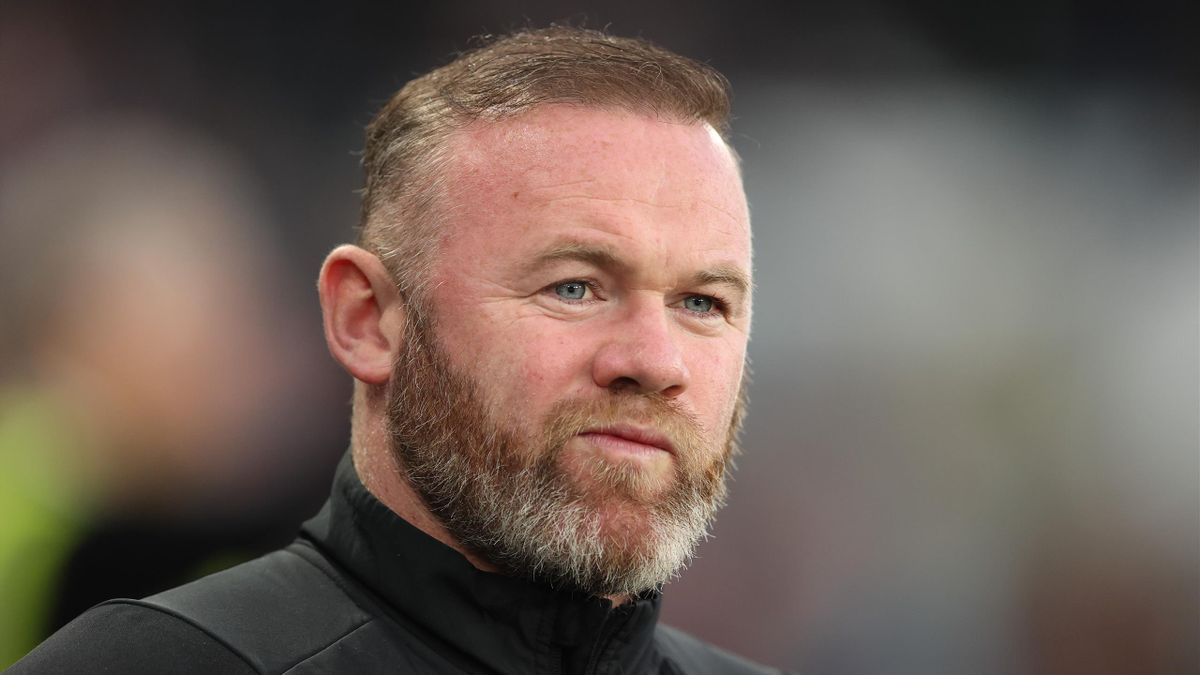 DERBY, ENGLAND - APRIL 15: Wayne Rooney the manager / head coach of Derby County during the Sky Bet Championship match between Derby County and Fulham at Pride Park Stadium on April 15, 2022 in Derby, England. (Photo by James Williamson - AMA/Getty Images