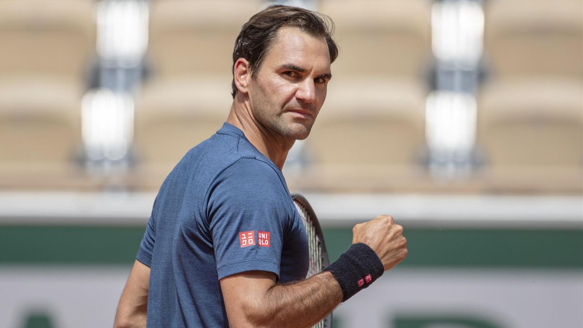 Roger Federer à l'entraînement à Roland-Garros en 2021