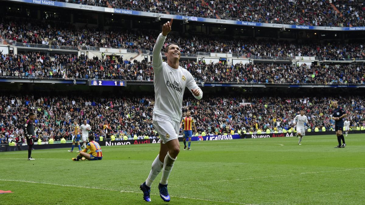 Cristiano Ronaldo (Real Madrid) après son but contre Valence, dimanche 8 mai 2016