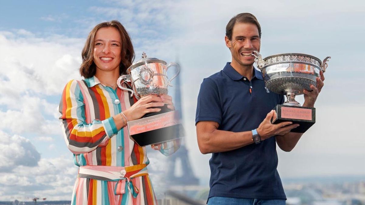 Iga Swiatek et Rafael Nadal, vainqueurs de  Roland-Garros en 2020.