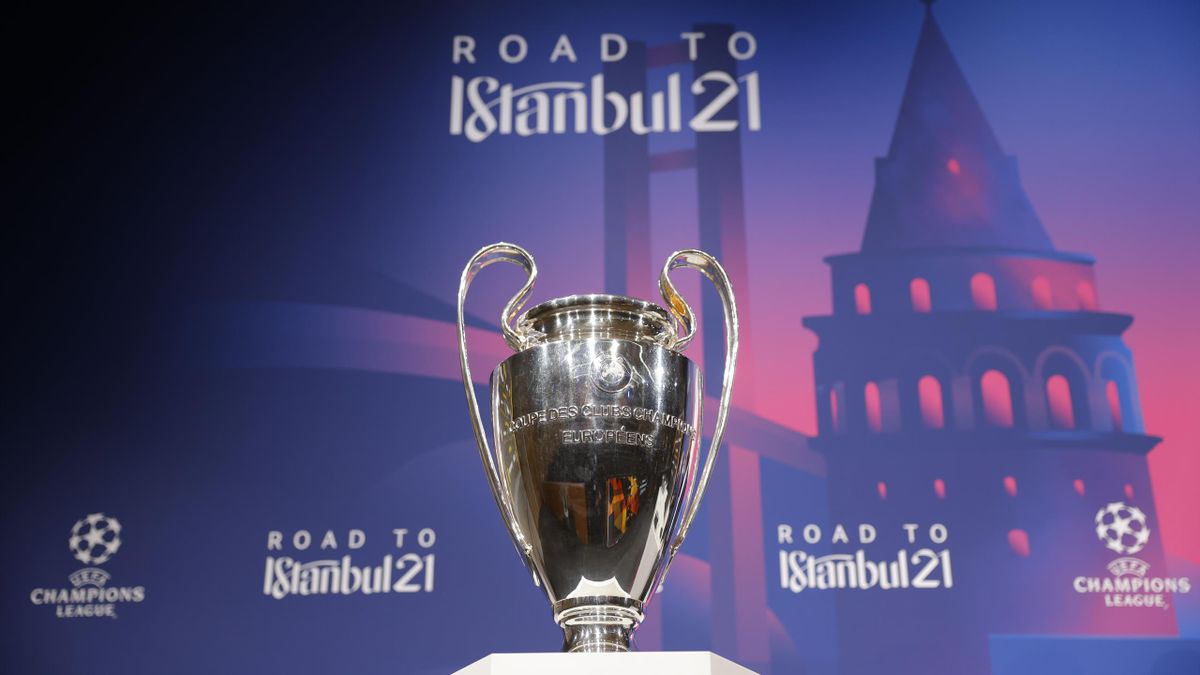 A view of the UEFA Champions League trophy