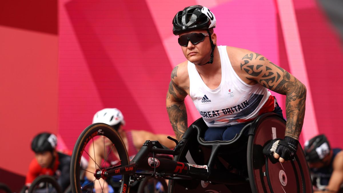 TOKYO, JAPAN - AUGUST 31: David Weir of Team Great Britain prepares to compete in the Men's 1500m - T54 Final on day 7 of the Tokyo 2020 Paralympic Games at Olympic Stadium on August 31, 2021 in Tokyo, Japan. (Photo by Adam Pretty/Getty Images)
