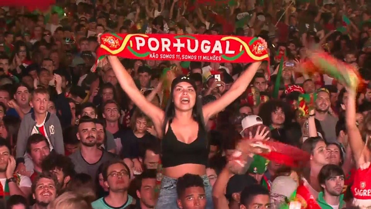 Portugal Fans celebrating in Lisbon
