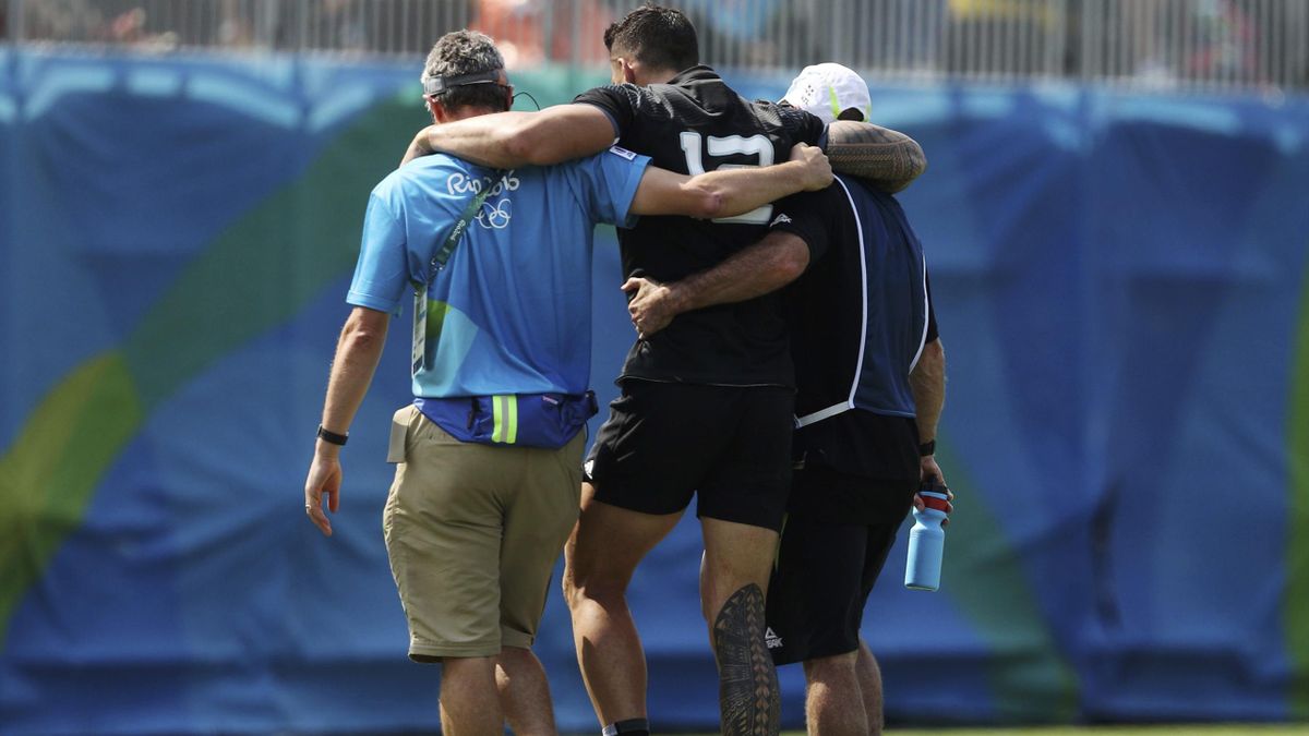 Sonny Bill Williams (NZL) of New Zealand comes off the pitch after an injury.
