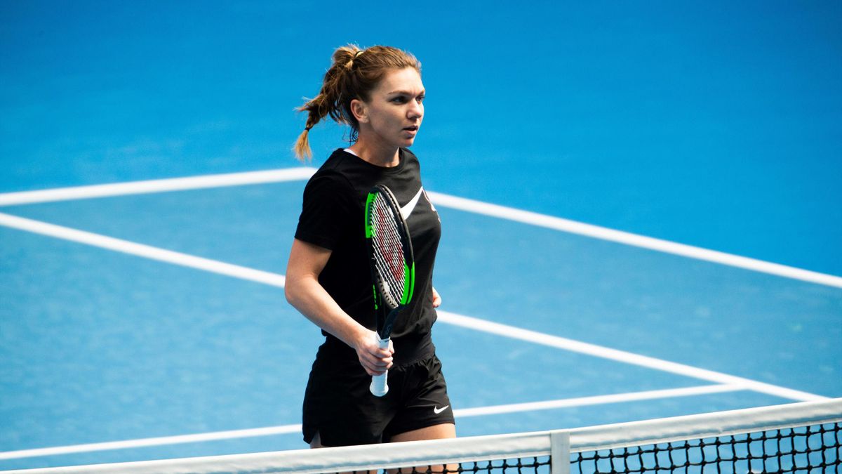 Simona Halep à l'entraînement lors de l'Open d'Australie