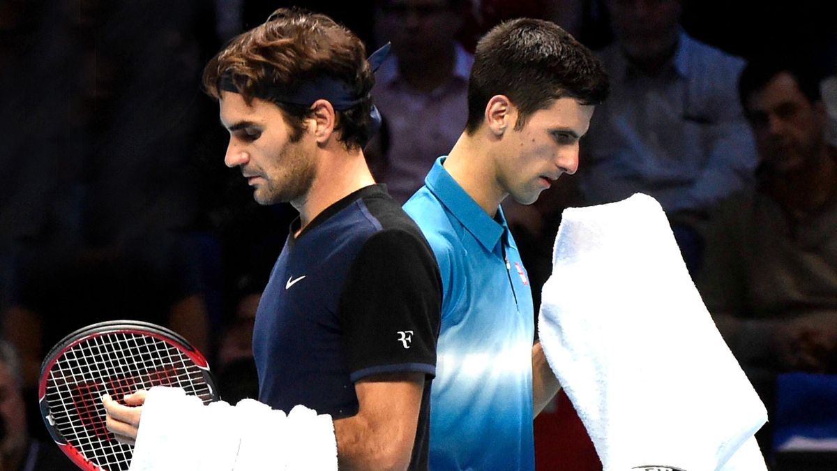 Gegner im Finale von London: Federer (li.) und Djokovic (re.)