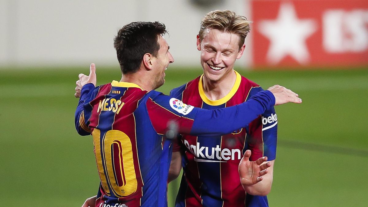 Frenkie de Jong and Lionel Messi during the Argentine's final season at Barcelona.