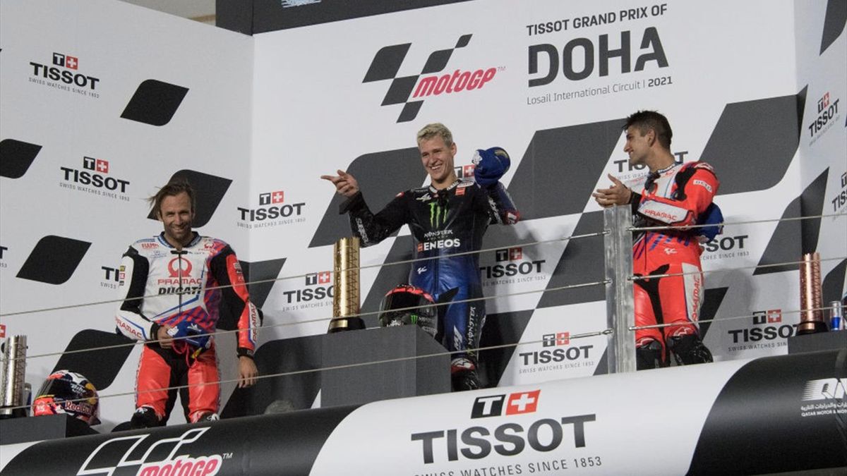 Johann Zarco (Ducati Pramac), Fabio Quartararo (Yamaha MotoGP) et Jorge Martin (Ducati Pramac) au Grand Prix de Doha 2021