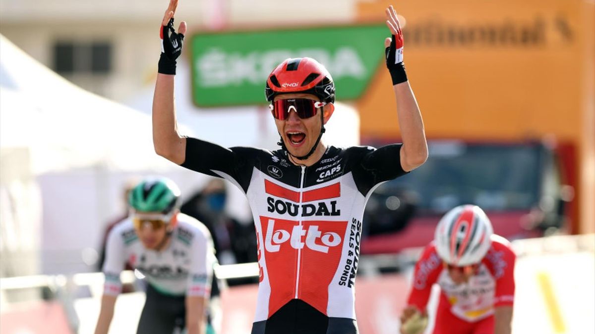 Andreas Kron (Lotto Soudal) vince la prima tappa della Volta a Catalunya 2021 a Calella - Getty Images