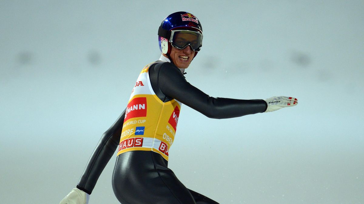 Gregor Schlierenzauer bewirbt sich im Spaß als Skilehrer von Karl Geiger