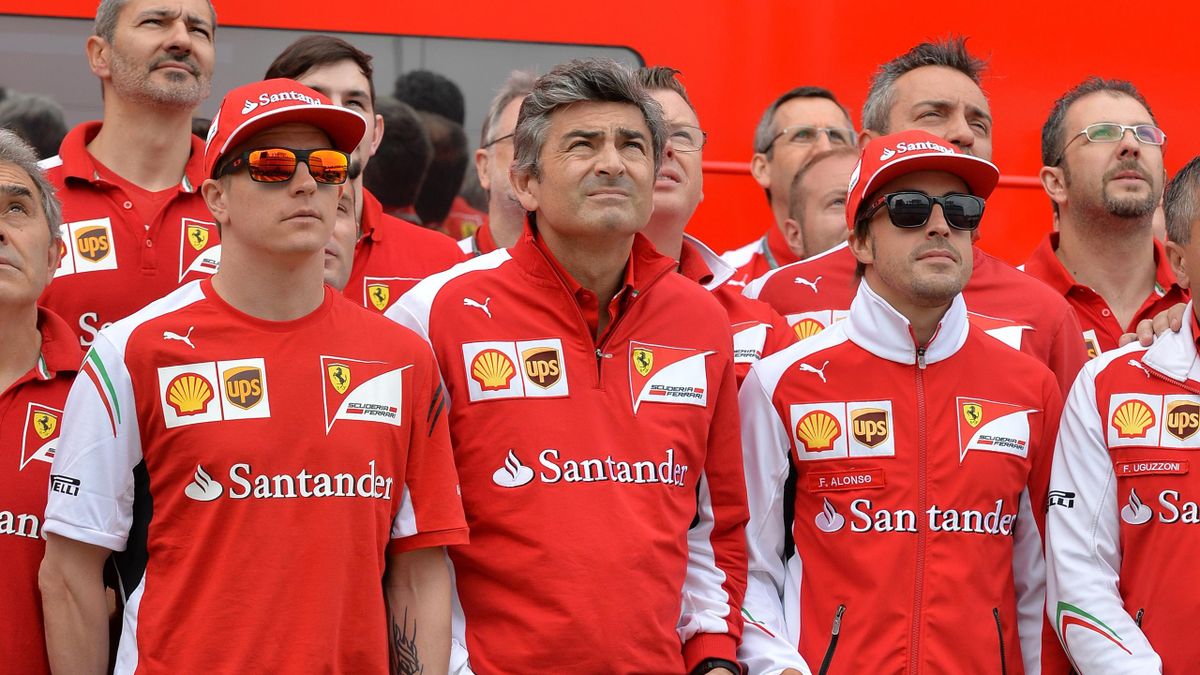 Kimi Räikkönen, Marco Mattiacci et Fernando Alonso (Ferrari) au Grand Prix d'Espagne 2014