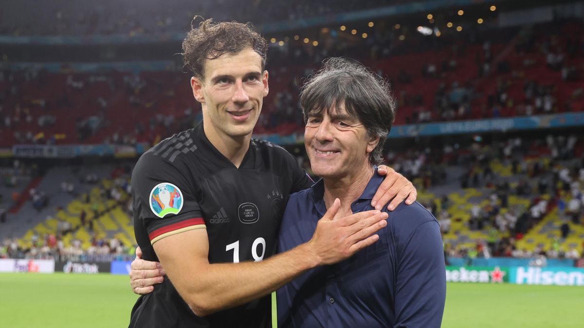 Leon Goretzka of Germany interacts with Joachim Loew, Head Coach of Germany after the UEFA Euro 2020 Championship Group F match between Germany and Hungary at Allianz Arena