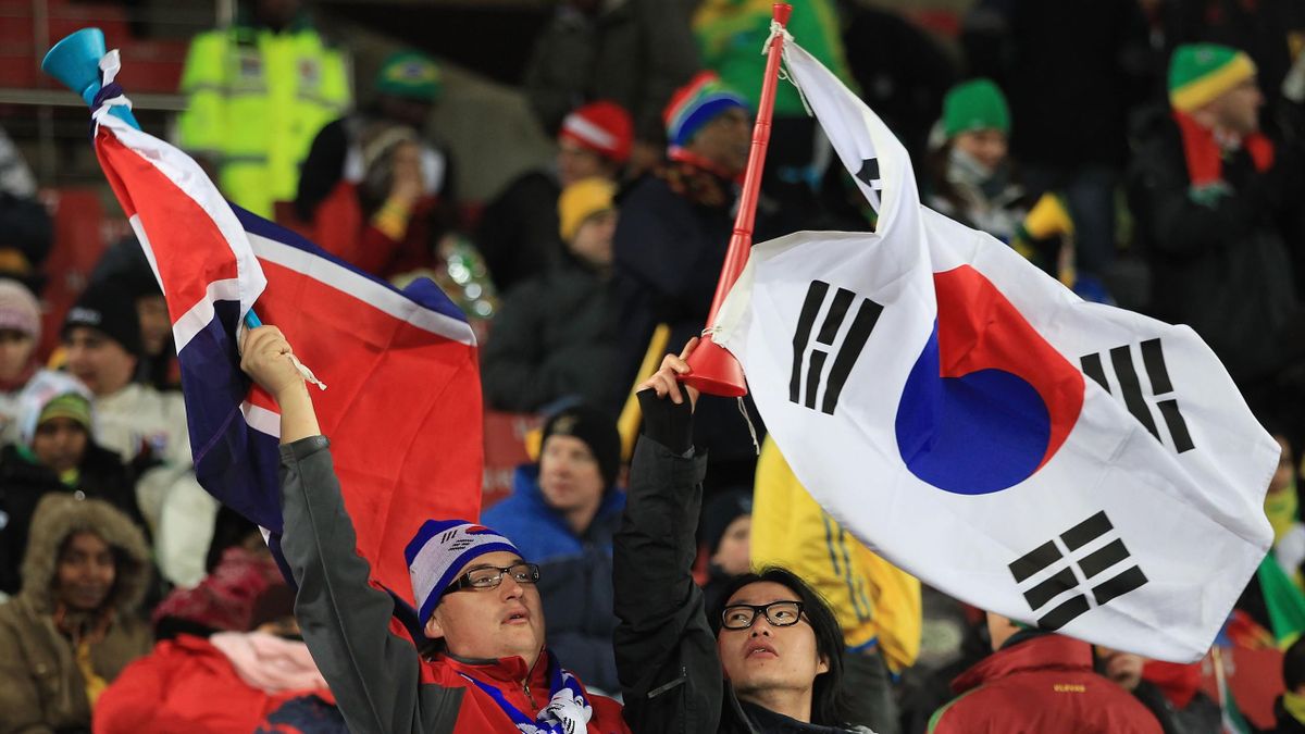 North- and South Korea flags